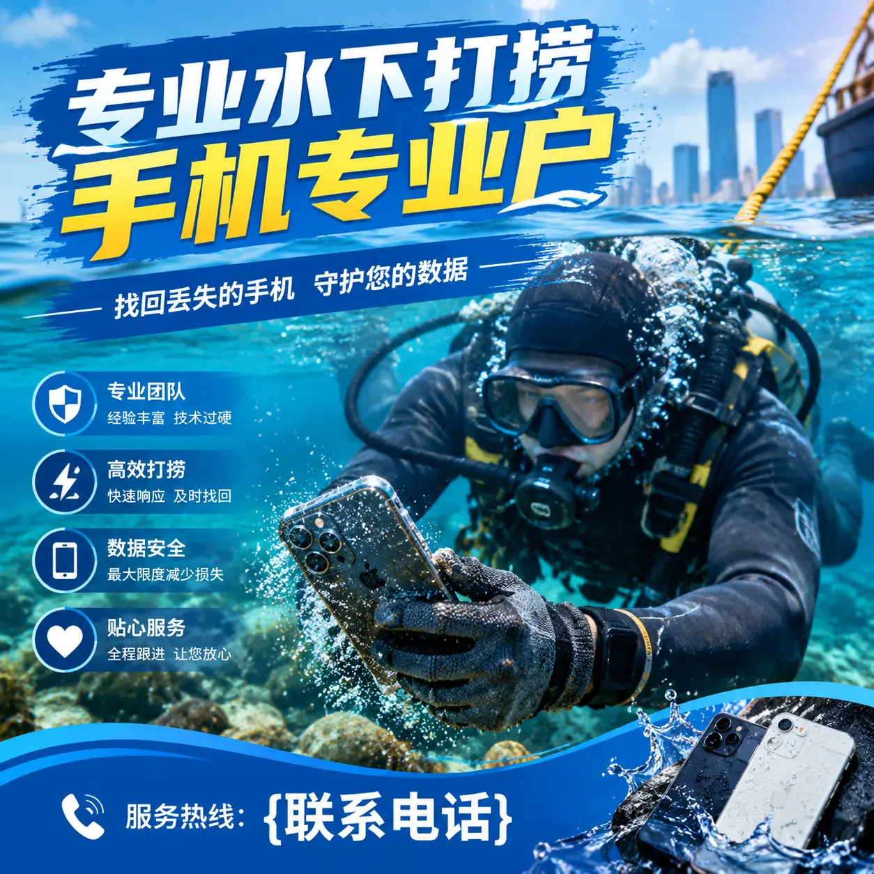 胶州专业水下打捞手机专业户